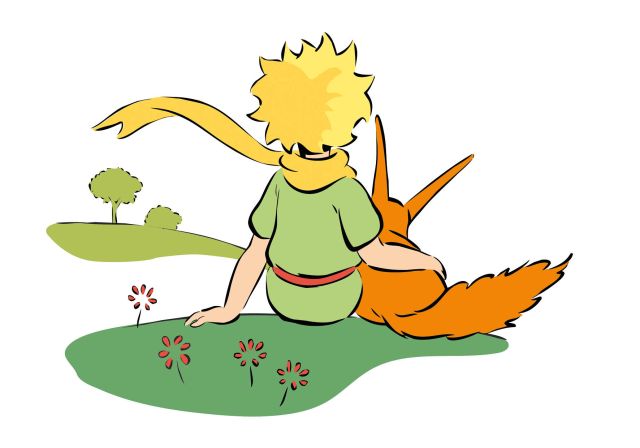 Hugs the fox sitting on the grass, The Little Prince