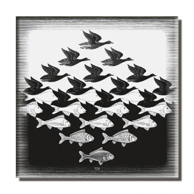 Koelkastmagneet: Sky and Water, M.C. Escher