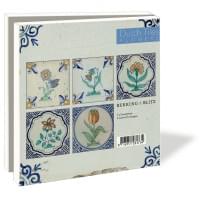 Kaartenmapje met env, vierkant: Flowers, Dutch Tiles, Het Nederlands Tegelmuseum