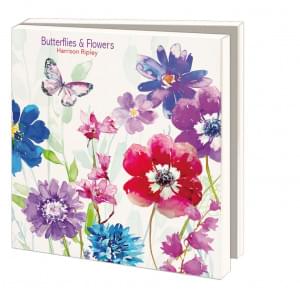 Kaartenmapje met env, vierkant: Butterflies & Flowers, Harrison Ripley
