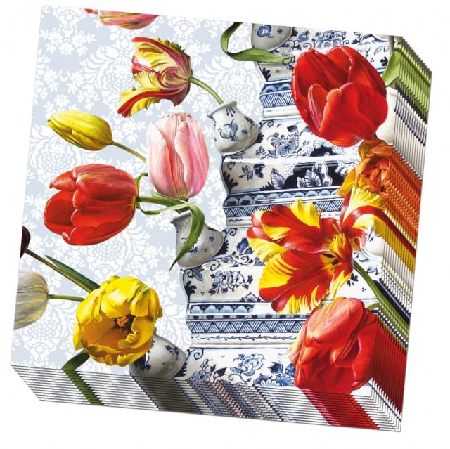Servetten: Bloemstilleven met Tulpenvaas, Roman Reisinger