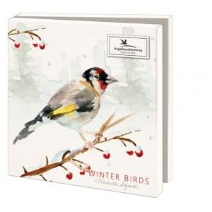 Kaartenmapje met env, vierkant: Winter Birds, Michelle Dujardin, Vogelbescherming Nederland
