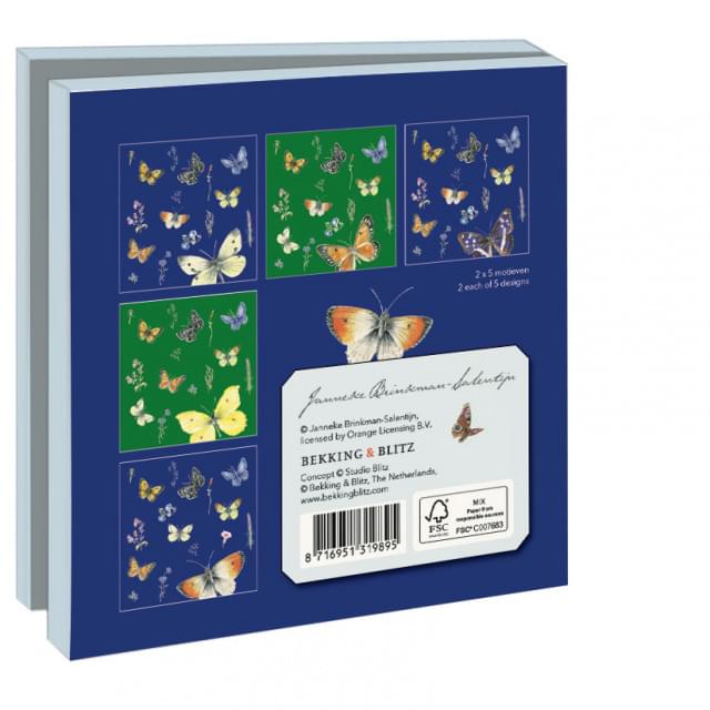 Kaartenmapje met env, vierkant: Vlinders, Janneke Brinkman