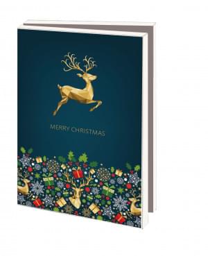 Kaartenmapje met env, klein: Merry Christmas, herten