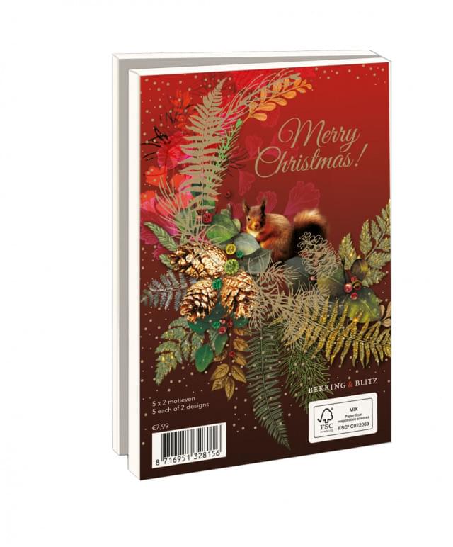 Kaartenmapje met env, klein: Merry Christmas, Lara Skinner