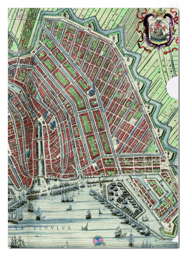 L-mapje A4 formaat: Kaart van Amsterdam Blaeu, Scheepvaartmuseum