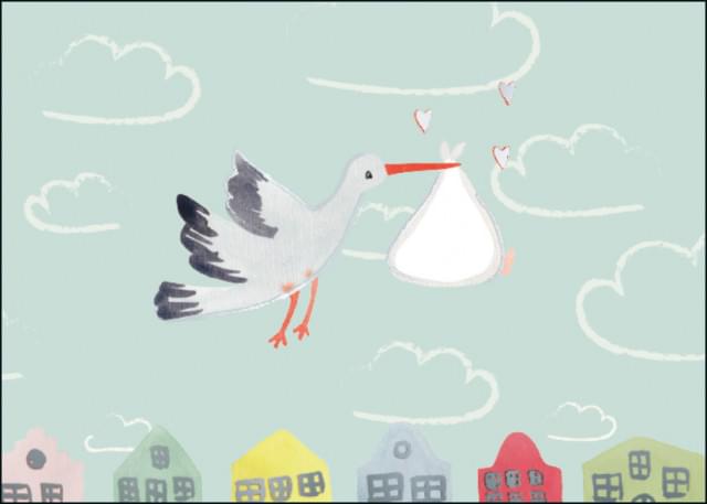 Ooievaar met baby (jongen), Joelle Wehkamp