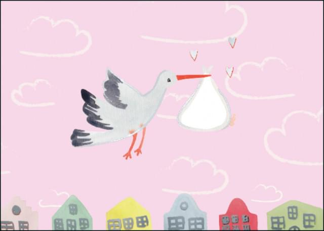 Ooievaar met baby (meisje), Joelle Wehkamp