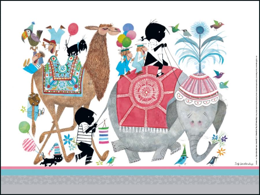 Poster: Jip en Janneke met een olifant en kameel, Fiep Westendorp kopen