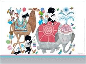 Poster: Jip en Janneke met een olifant en kameel, Fiep Westendorp