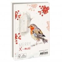 Kaartenmapje met env, klein: Red winter birds, Michelle Dujardin