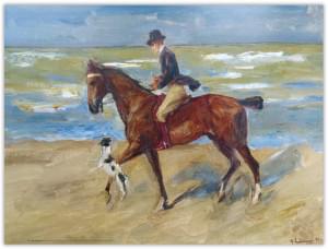 Poster: Reiter am Strand mit Foxterrier, Max Liebermann