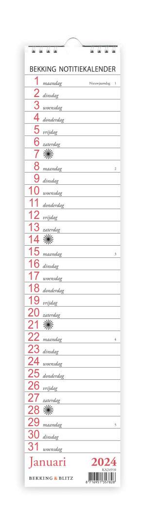 Bekking notitie kalender 2024