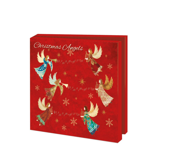 Kaartenmapje met env, vierkant: Christmas Angels, Louise Anglicas