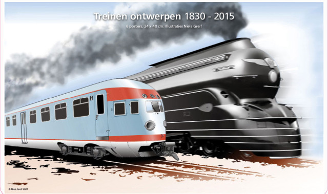 6 posters: Treinen ontwerpen 1830 - 2015, Niels Greif