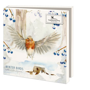 Kaartenmapje met env, vierkant: Winter birds, Michelle Dujardin, Vogelbescherming Nederland