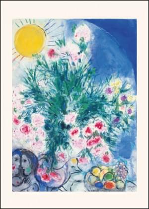 Bouquet de fleurs et amoureux, Marc Chagall