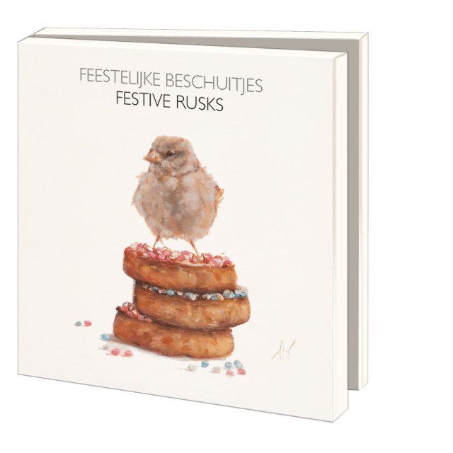 Kaartenmapje met env, vierkant: Feestelijke beschuitjes, Angelique Weijers