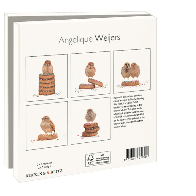 Kaartenmapje met env, vierkant: Feestelijke beschuitjes, Angelique Weijers