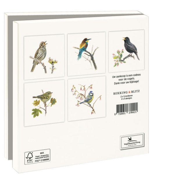 Kaartenmapje met env, vierkant: Songbirds, Elwin van der Kolk, Vogelbescherming