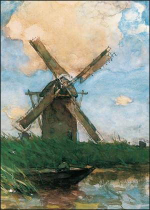 Polder landscape with a windmill, Hendrik Johannes Weissenbruch