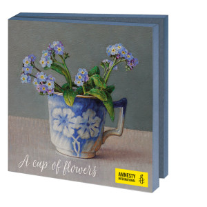 Kaartenmapje met env, vierkant: A cup of flowers, Ingrid Smuling, Amnesty International