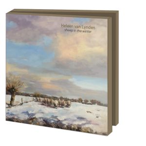 Kaartenmapje met env, vierkant: Sheep in the winter, Heleen van Lynden