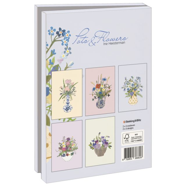 Kaartenmapje met env, groot: Pots & Flowers, Ine Heesterman