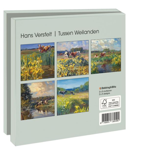 Kaartenmapje met env, vierkant: Tussen weilanden, Hans Versfelt