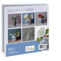 Kaartenmapje met env, vierkant:Delicate Flowers, Ingrid Smuling