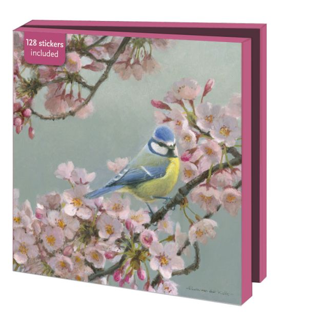 Kaartenmapje met env, vierkant: Birds and blossoms, Elwin van der Kolk