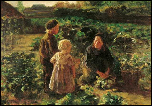 In the vegtable garden, Jacob Simon Hendrik (Hein) Kever, Singer, Laren