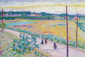 Placemat: Fietsers in een landschap bij Laren, Jan Sluijters, Singer Laren