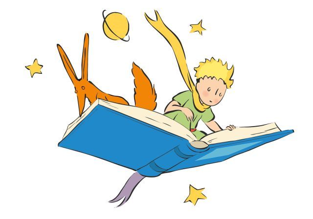 Fox flying on an open book, The Little Prince