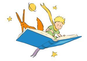 Fox flying on an open book, The Little Prince