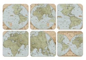 Onderzetters: Wandkaart van de wereld door Joan Blaeu, Het Scheepvaartmuseum
