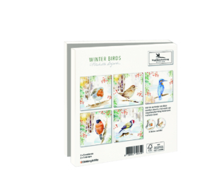Kaartenmapje met env, vierkant: Winter Birds, Michelle Dujardin, Vogelbescherming