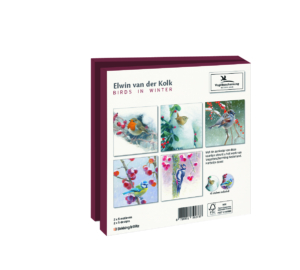 Kaartenmapje met env, vierkant: Birds in winter, Elwin van der Kolk, Vogelbescherming