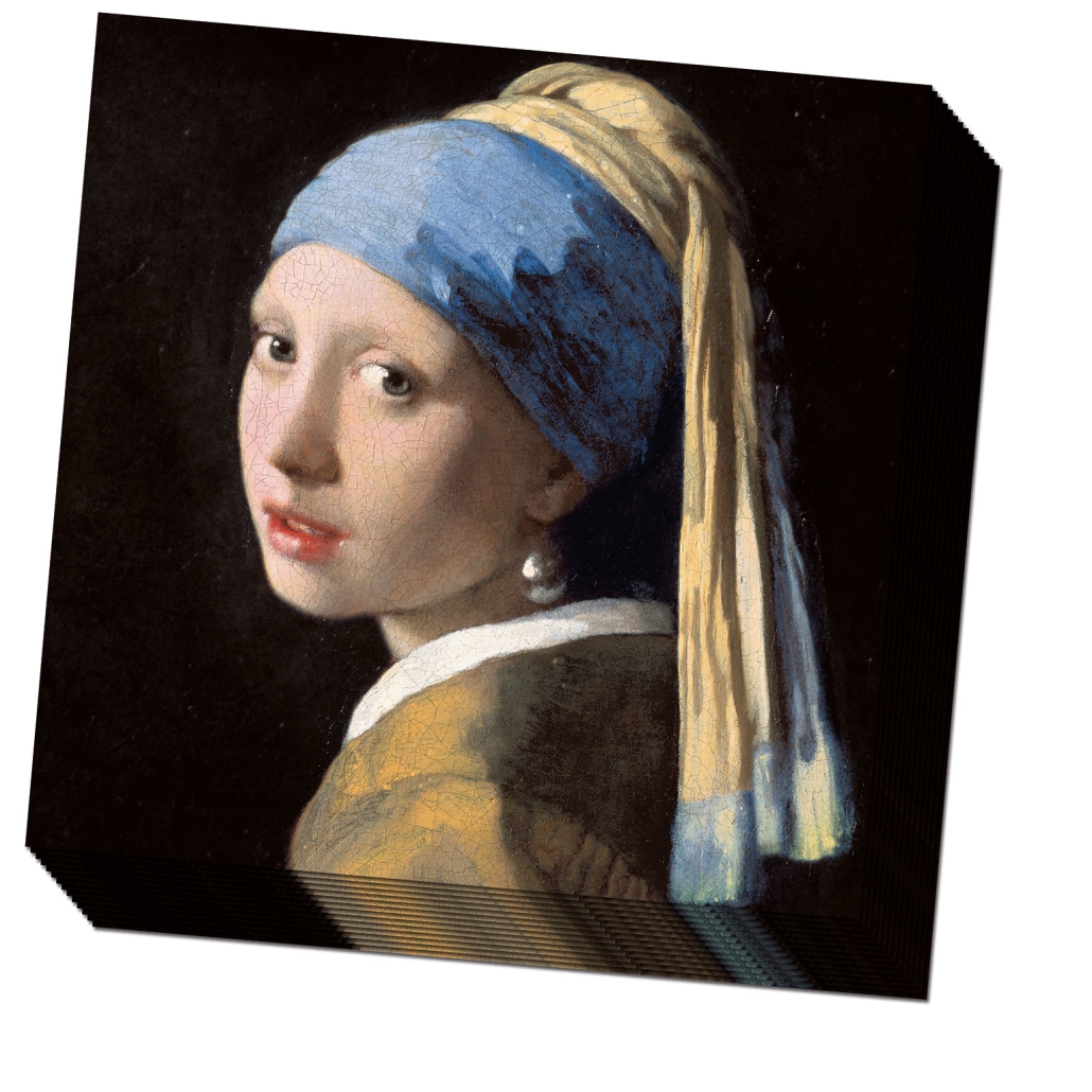 Servetten: Meisje met de parel – Girl with the Pearl Earring, Vermeer, black