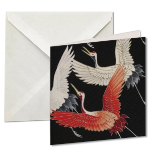 Kaartenmapje met env, vierkant: Woman haori with Red and White Cranes, Collection Rijksmuseum A’dam