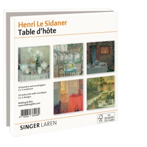Kaartenmapje met env, vierkant: Table d’hote, Le Sidaner, SInger Laren