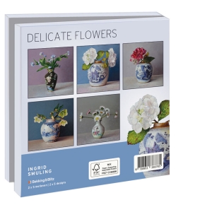 Kaartenmapje met env, vierkant: Delicate Flowers, Ingrid Smuling