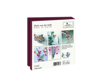 Kaartenmapje met env, vierkant: Birds in winter, Elwin van der Kolk, Vogelbescherming